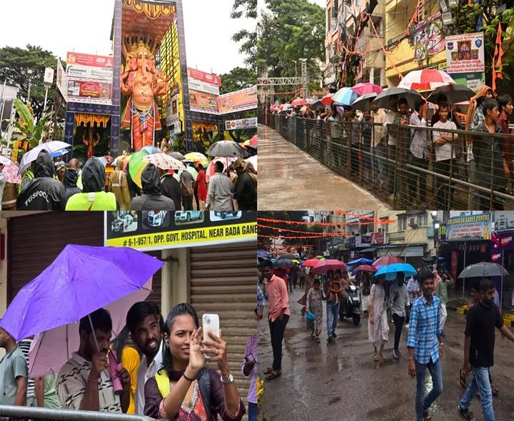 Huge Weekend Rush At Khairatabad Mahaganapati Darshan
