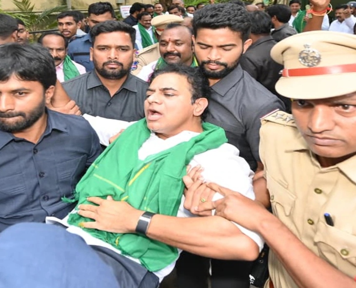 KTR Detained During Protest Over Urea Shortage