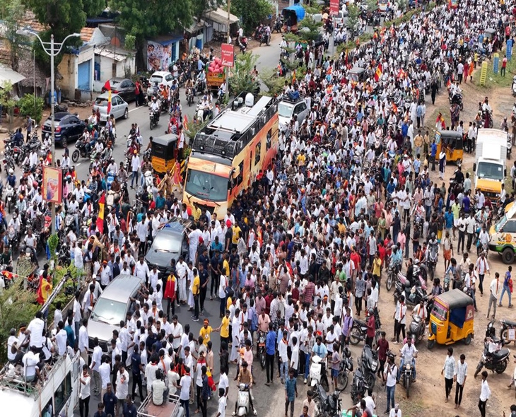 TVK Chief Vijay’s Tiruchi Rally Draws Massive Crowd Support