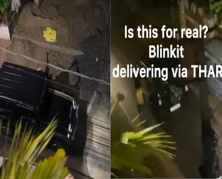 Blinkit Delivery In A Mahindra Thar Goes Viral