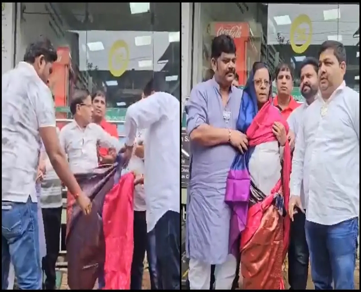 BJP Workers Force Congress Leader To Wear Saree Over Modi Post