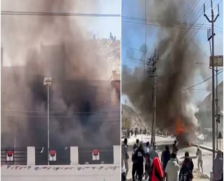 Ladakh Protest Turns Violent: BJP Office Torched, Police Clash With Youth