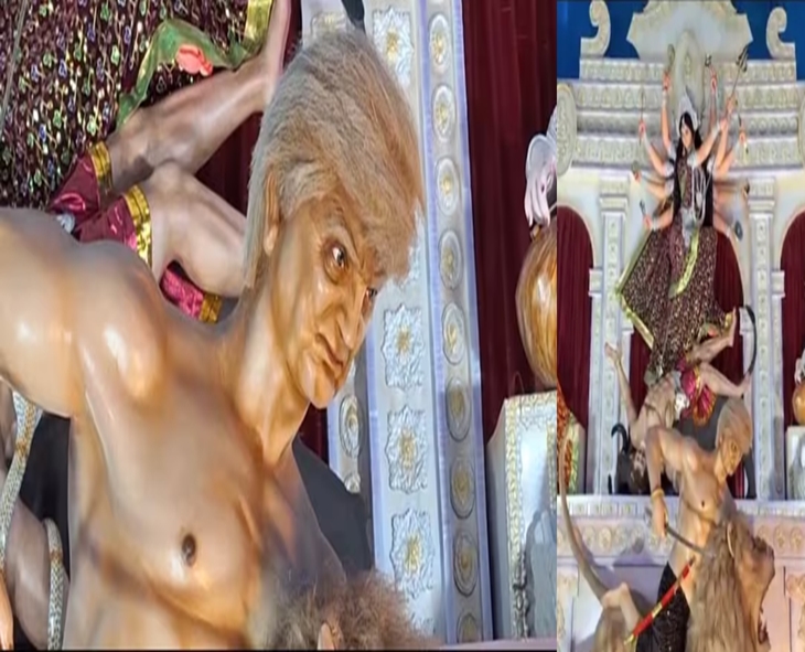 Trump Portrayed As Demon Idol At Bengal Durga Puja