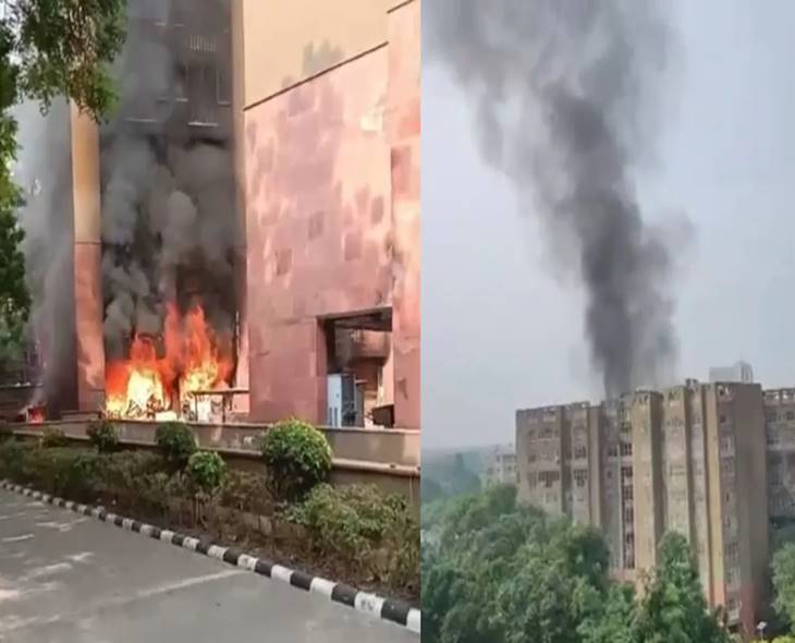 Major Fire Engulfs MP Housing Complex In Delhi