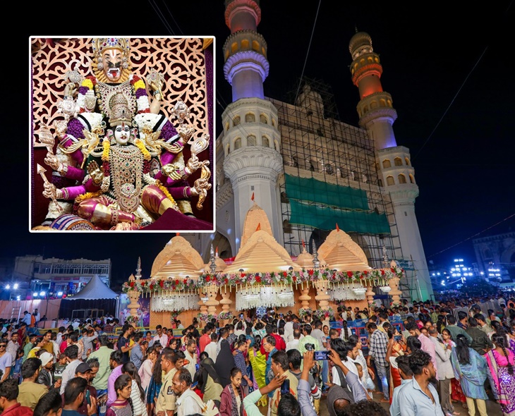 Devotees Flock To Charminar’s Bhagyalakshmi Temple On Diwali
