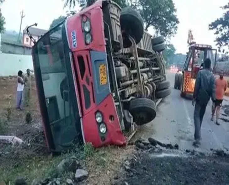 Another Private Bus Overturns In HYD Days After Kurnool Tragedy