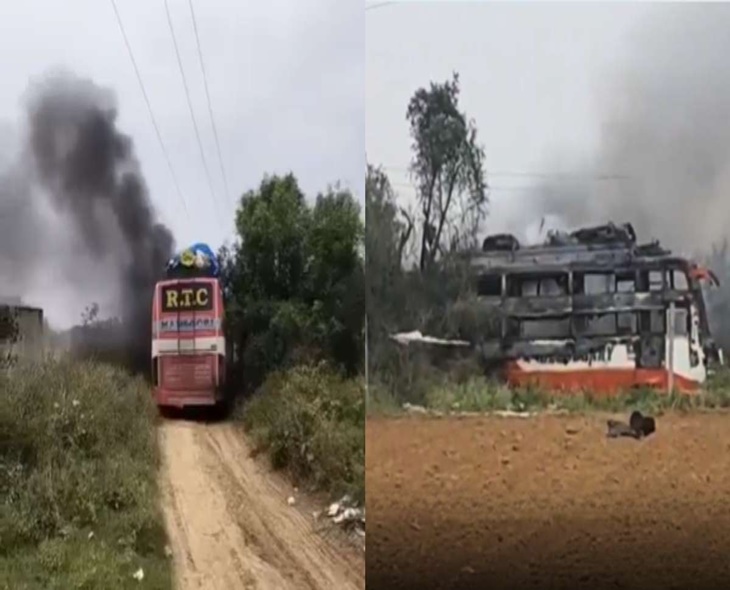 Two Killed As Bus Catches Fire Near Jaipur