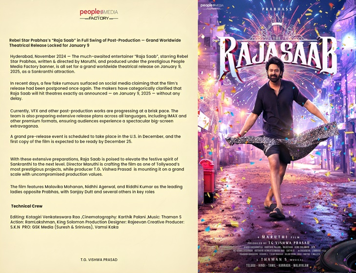 “The Raja Saab” Team Addresses Speculation, Teases Big News