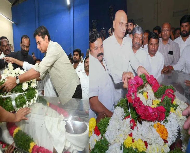 KTR & Harish Rao Pay Tributes To Poet Ande Sri