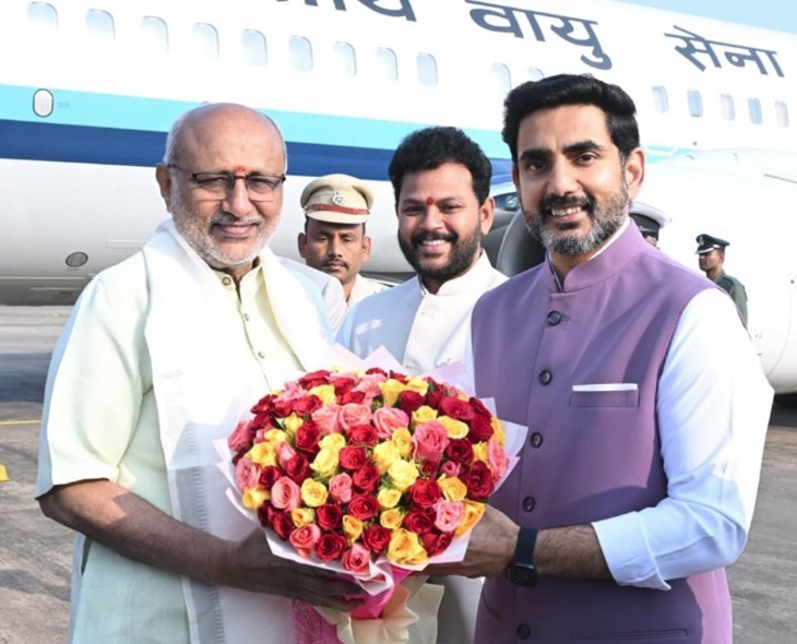 Vice President Radhakrishnan Arrives In Vizag For CII Summit