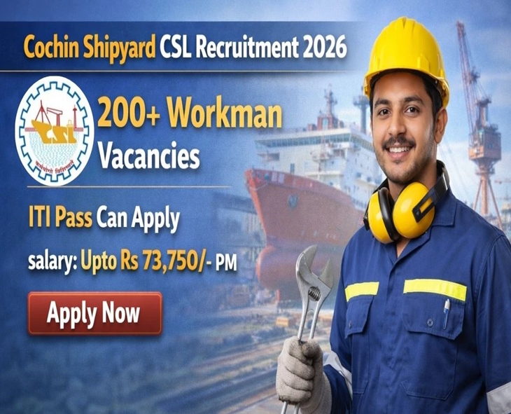 Apply Online For 210 Workmen Posts At Cochin Shipyard Ltd