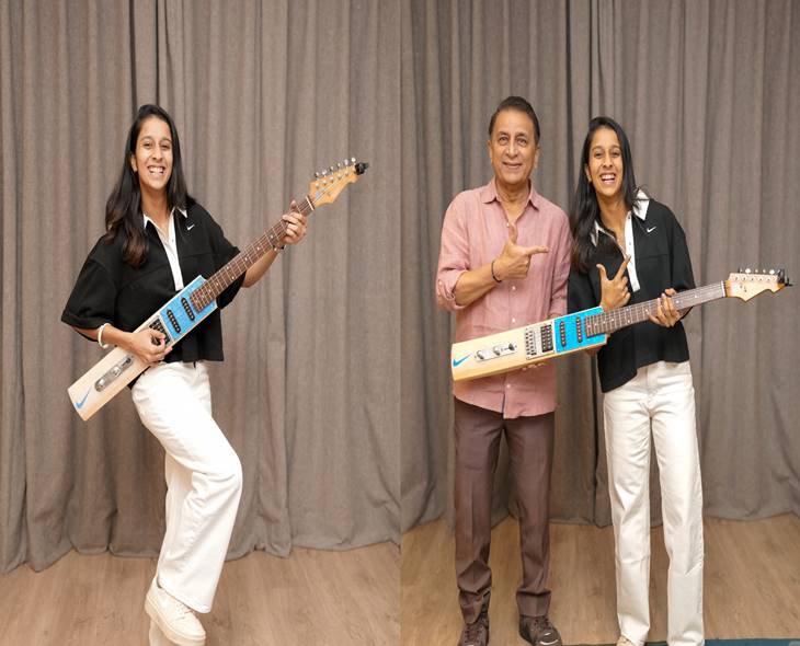 Sunil Gavaskar Gifts Custom Guitar To Jemimah Rodrigues