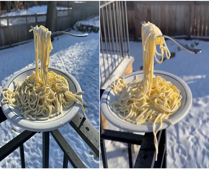 Frozen Pasta Photo Highlights Severe US Winter