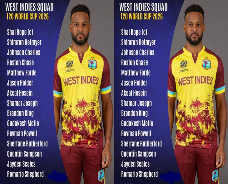 West Indies Announces Squad For T20 World Cup 2026