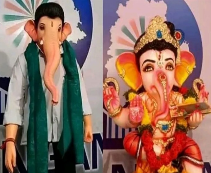 సీఎం గెటప్‌లో ఉన్న విగ్రహం తొలగించి మరో విగ్రహం ఏర్పాటు