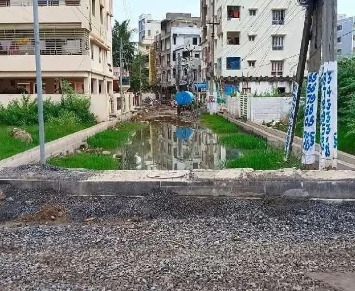 పంట పొలంలా మారిన రహదారి