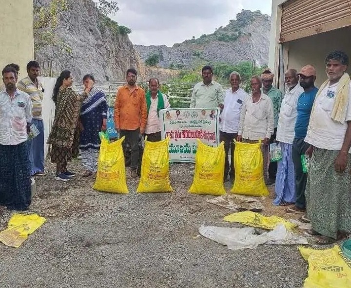 చిన్నపలకలూరులో యూరియా పంపిణీ