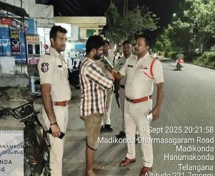 మడికొండలో డ్రంక్ అండ్ డ్రైవ్ తనిఖీలు