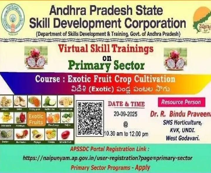 ‘విదేశీ పండ్ల సాగుపై శిక్షణకు నమోదు చేసుకోండి’