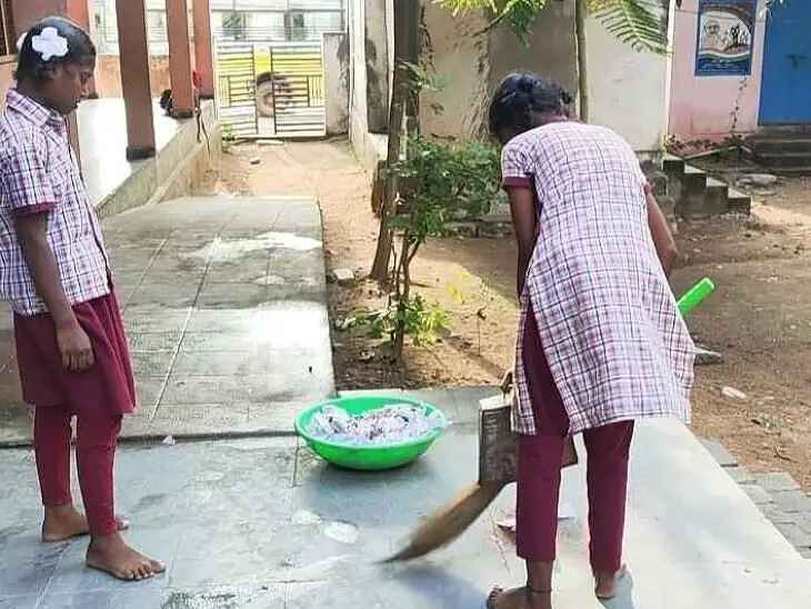 పిల్లల చేత స్కూల్ శుభ్రం చేయించడంపై విచారణ