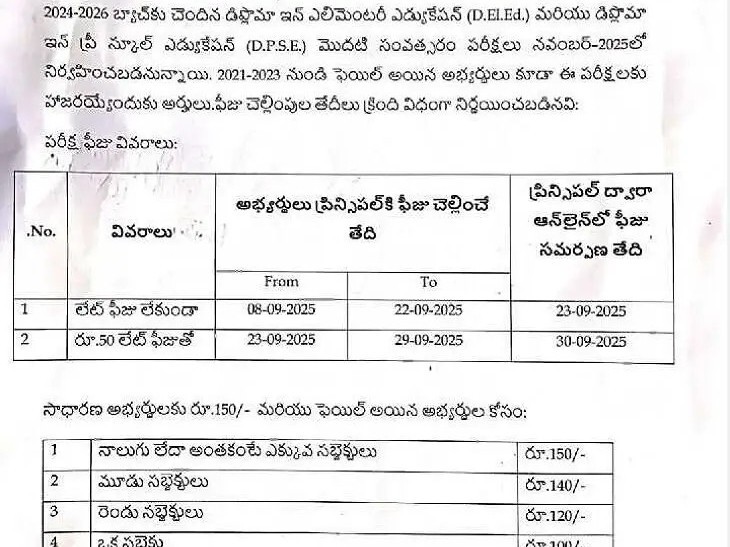 నవంబర్‌లో డిప్లమా ఇన్ ఎలిమెంటరీ ఎడ్యుకేషన్ పరీక్షలు