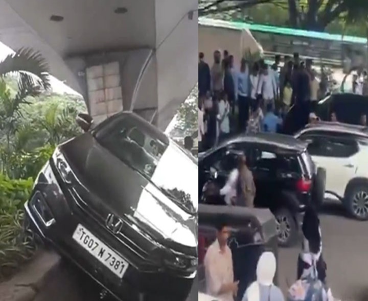 అదుపు తప్పి డివైడర్‌పైకి దూసుకెళ్లిన కారు