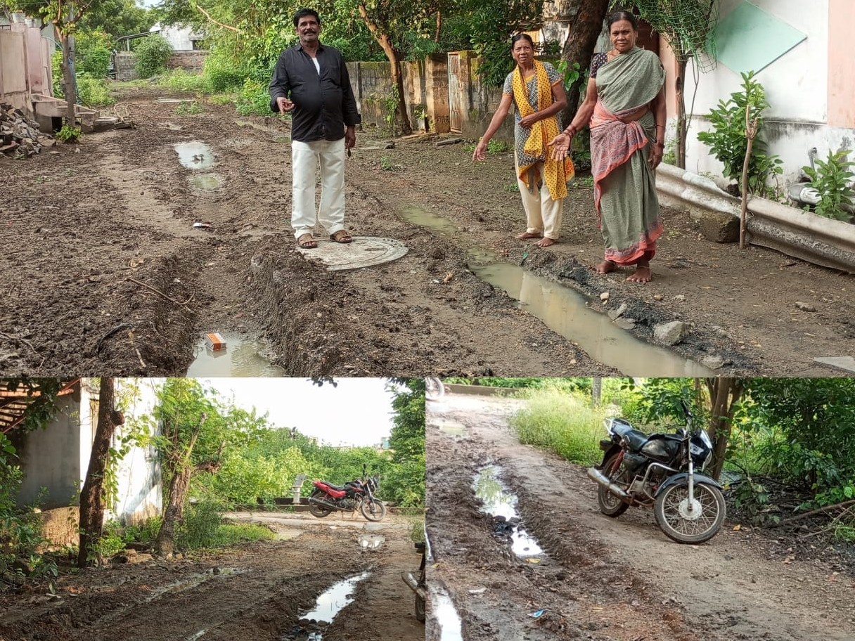 అధ్వానంగా తయారైన రాజీవ్ నగర్ వీధి రోడ్లు