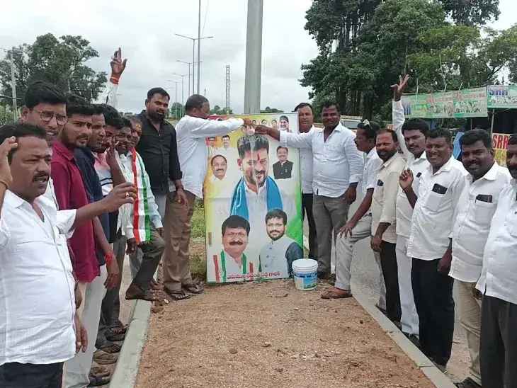 సీఎం రేవంత్ రెడ్డి చిత్రపటానికి పాలాభిషేకం