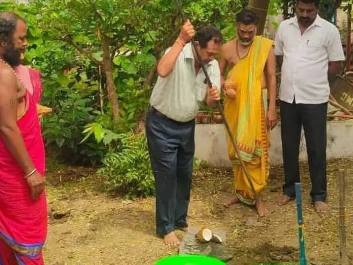 నీలకంఠేశ్వరాలయంలో హల్ నిర్మాణానికి భూమి పూజ