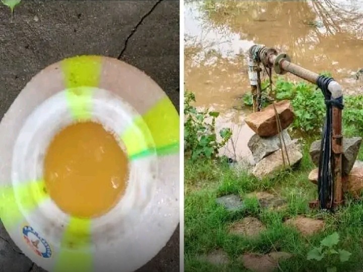 కలుషితమైన తాగునీటి బోరు నీళ్లు