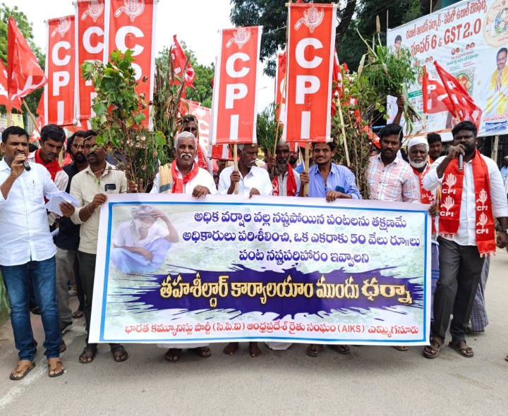 ఎమ్మిగనూరులు నిరసన చేపట్టిన సీపీఐ నాయకులు