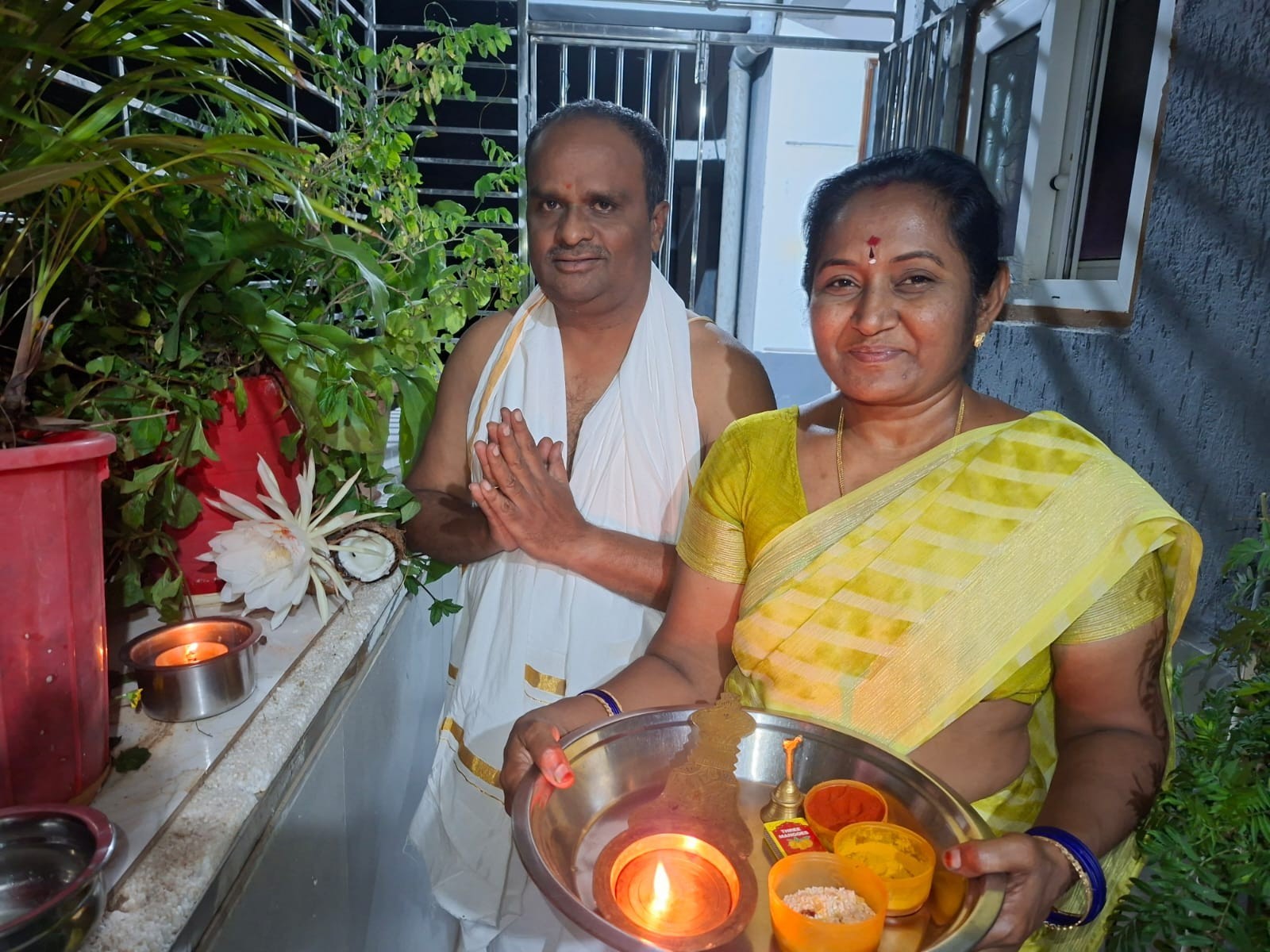 పట్టణంలో వికసించిన బ్రహ్మ కమలం