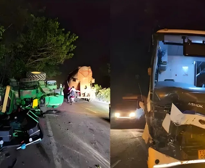 ఘోర రోడ్డు ప్రమాదం.. హర్వెస్టర్ సహాయకుడు మృతి