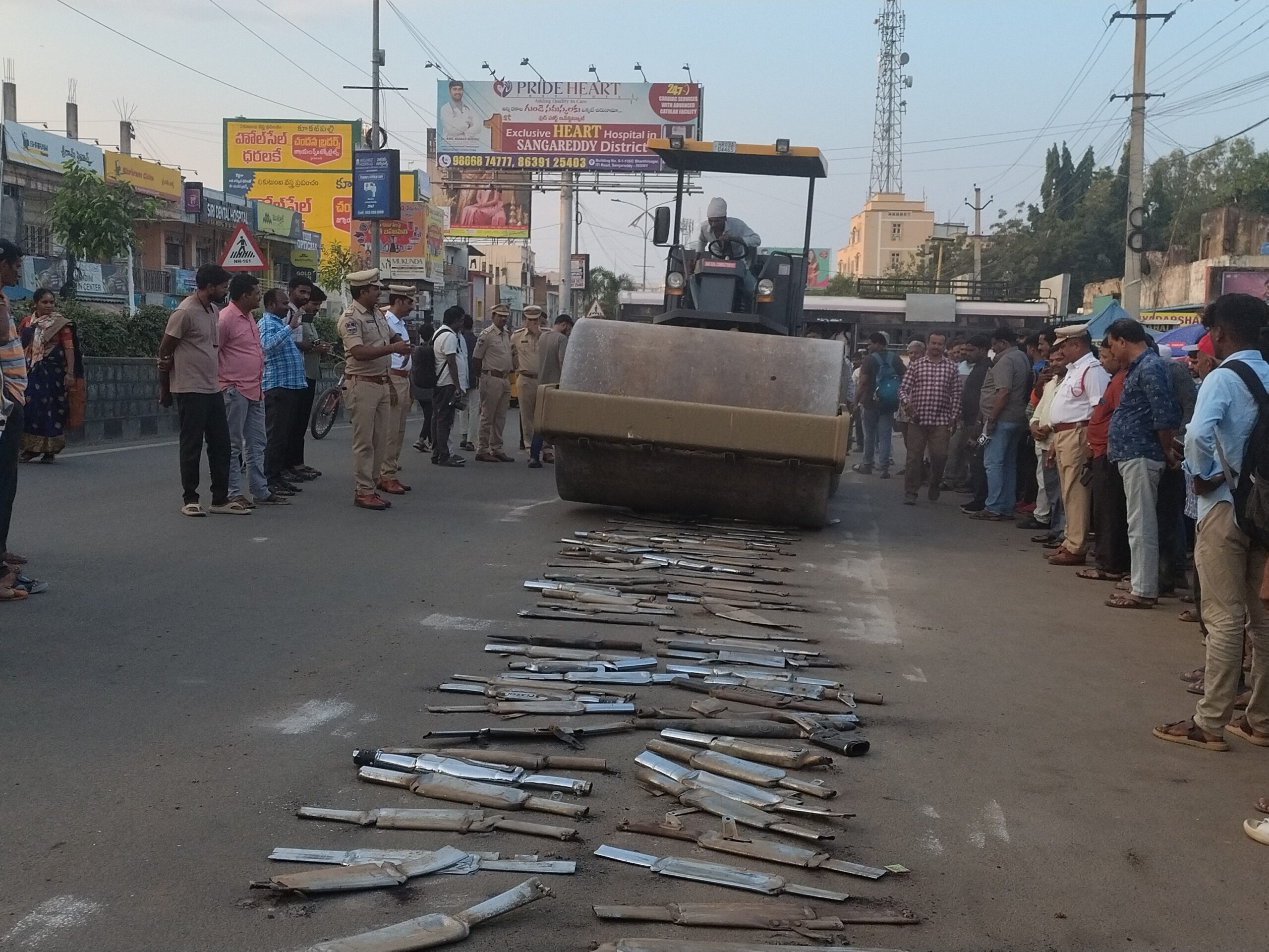 106 బైక్ సైలెన్సర్లు ధ్వంసం