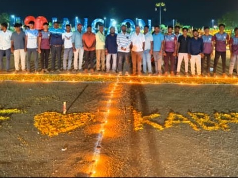 దీపాలతో కబడ్డీ కోర్టు ఏర్పాటు