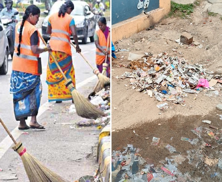 నగరంలో 6 టన్నుల టపాసుల వ్యర్ధాలు.. వారి సేవలు భేష్..!