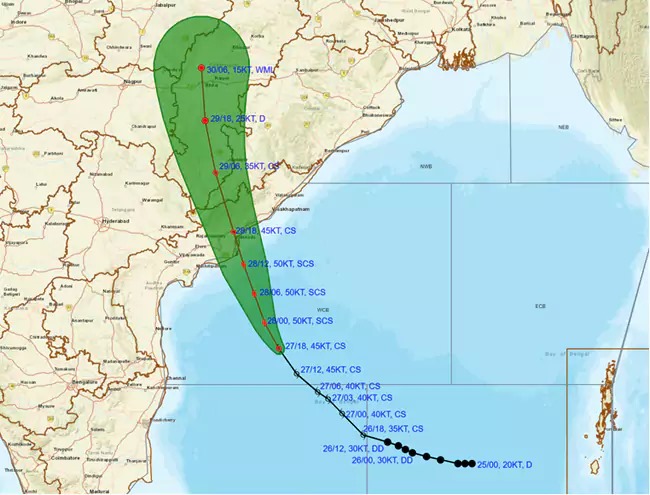 తీవ్ర తుపాన్‌గా  బలపడిన ‘మొంథా’