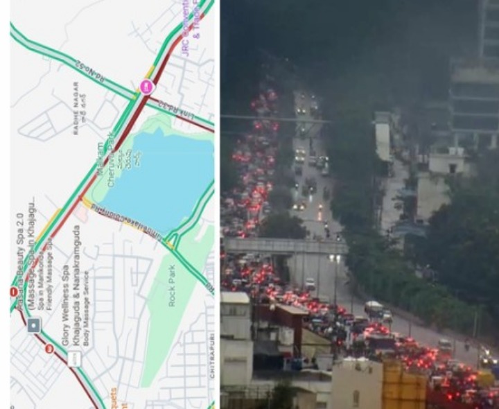 షేక్ పేట ఫ్లైఓవర్‌పై ట్రాఫిక్ జామ్