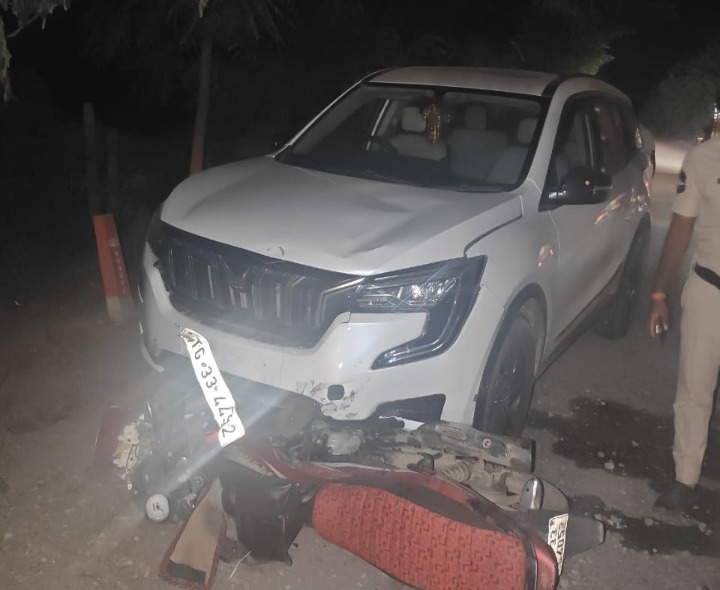 రోడ్డు ప్రమాదం..  బైకర్‌కు గాయాలు