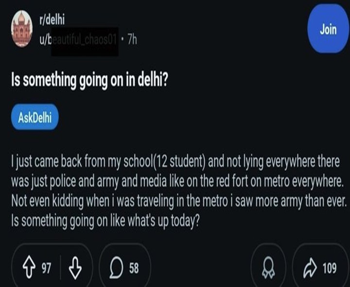 ఢిల్లీ బ్లాస్ట్.. స్టూడెంట్ పోస్ట్ వైరల్