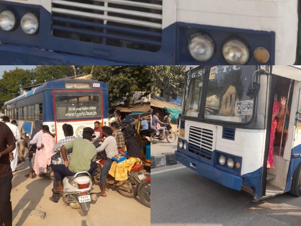 బస్సు బ్రేక్ ఫెయిల్.. తృటిలో తప్పిన ప్రమాదం..!