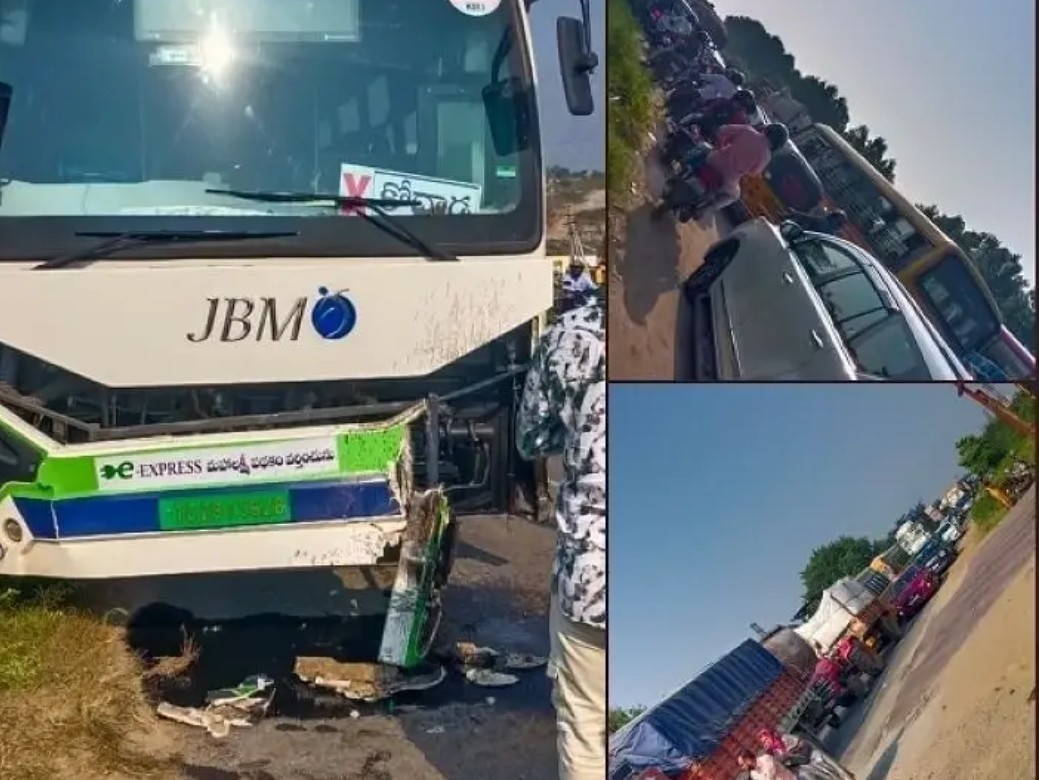 ట్రాక్టర్‌ను ఢీ కొట్టిన ఆర్టీసీ బస్సు
