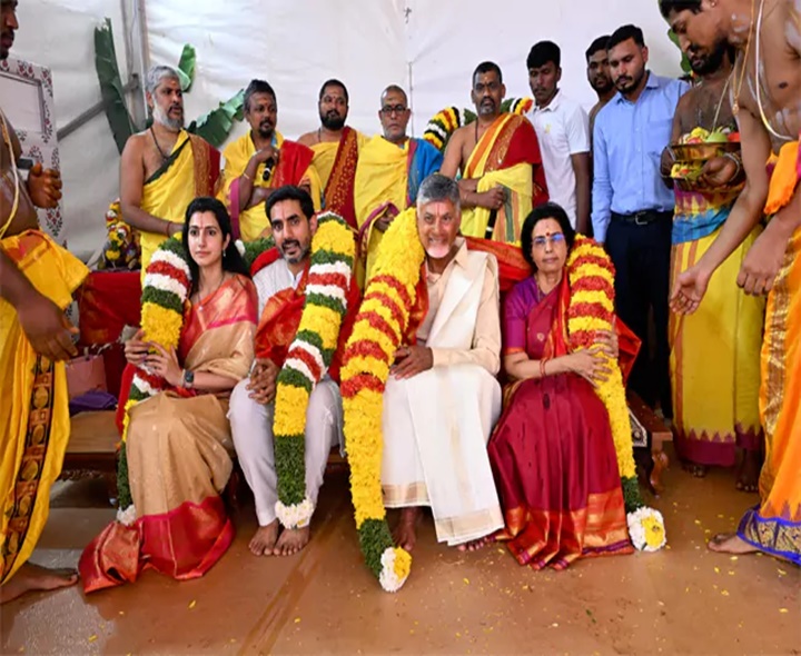 CBN నివాసంలో పూజలు.. ఫొటోలు పంచుకున్న లోకేష్