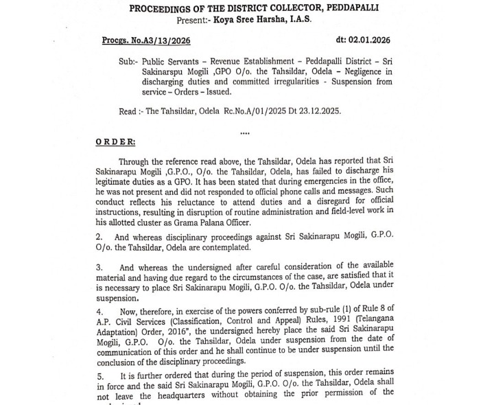 విధుల్లో నిర్లక్ష్యం.. జీపీవో సస్పెండ్