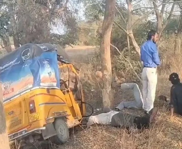 కుక్కను తప్పించబోయి చెట్టును ఢీకొన్న ఆటో