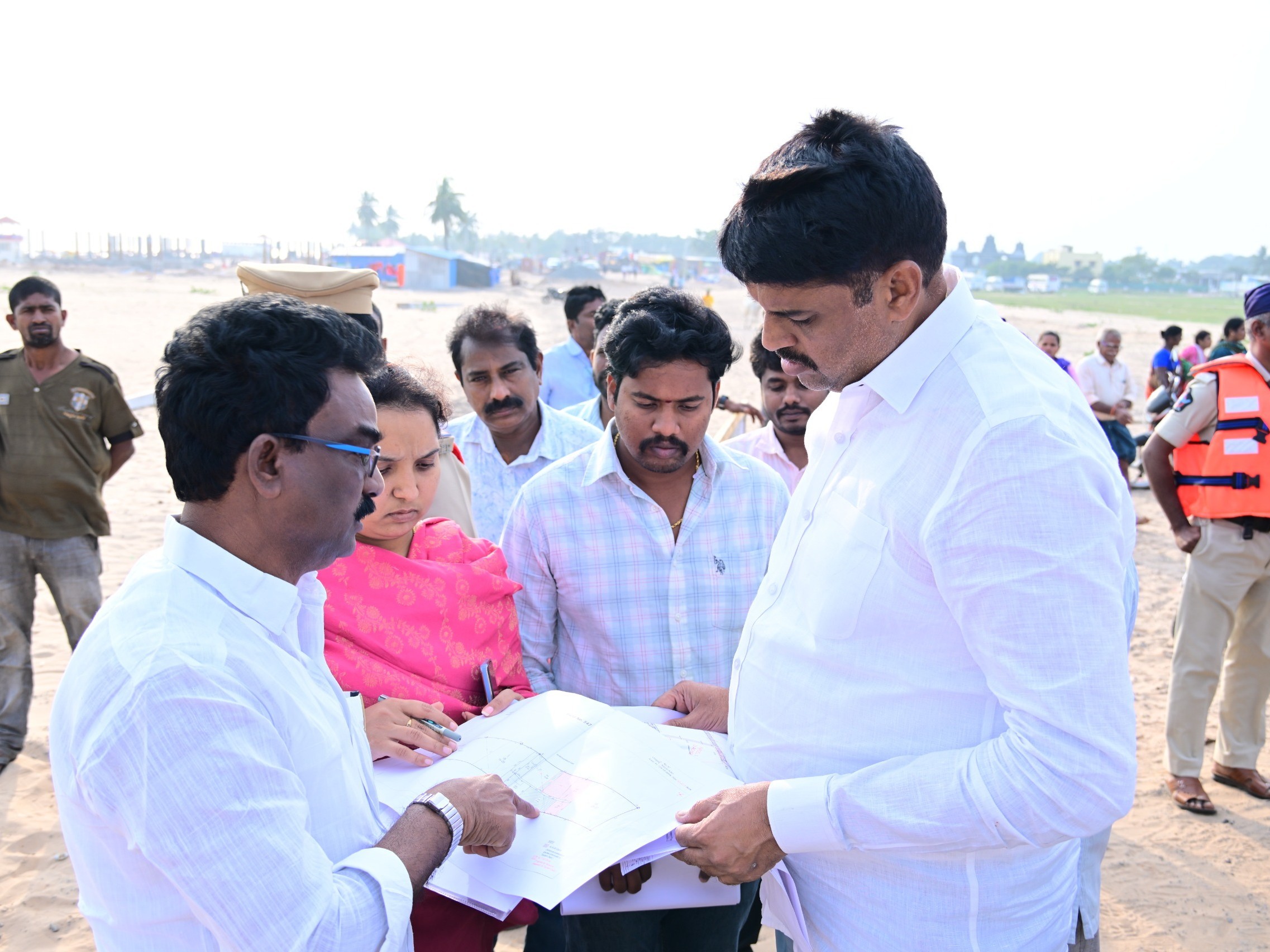 సూర్యలంక బీచ్ అభివృద్ధి పనుల పరిశీలన