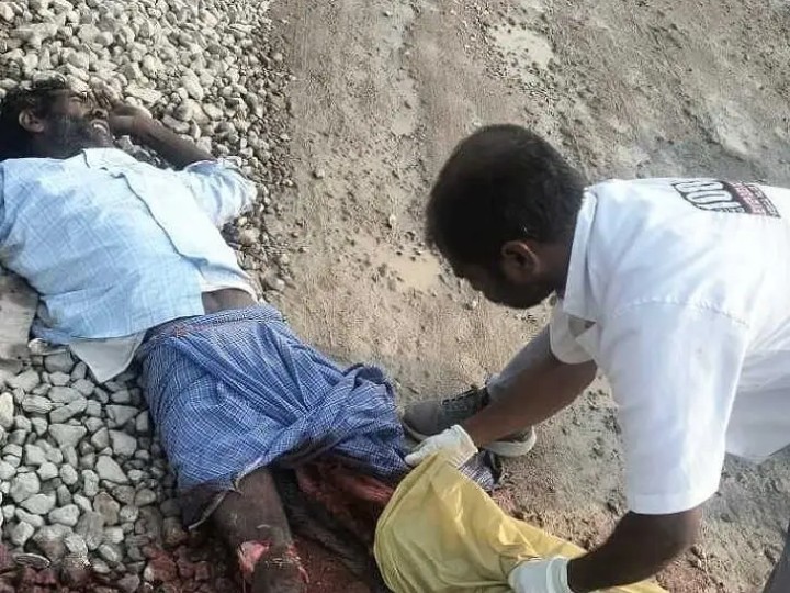 రోడ్డు ప్రమాదంలో వ్యక్తికి గాయాలు