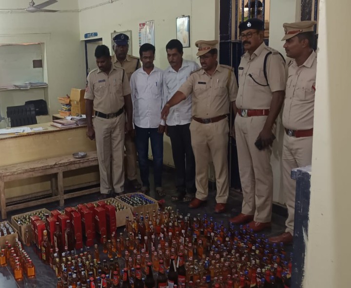 760 అక్రమ మద్యం సీసాలు ధ్వంసం