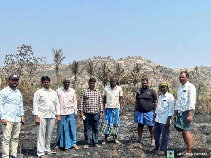 చెరుకు తోట పరిశీలించిన అధికారులు