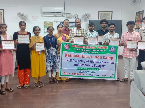 జాతీయ సమైక్యత శిబిరంలో YVU విద్యార్థుల సత్తా